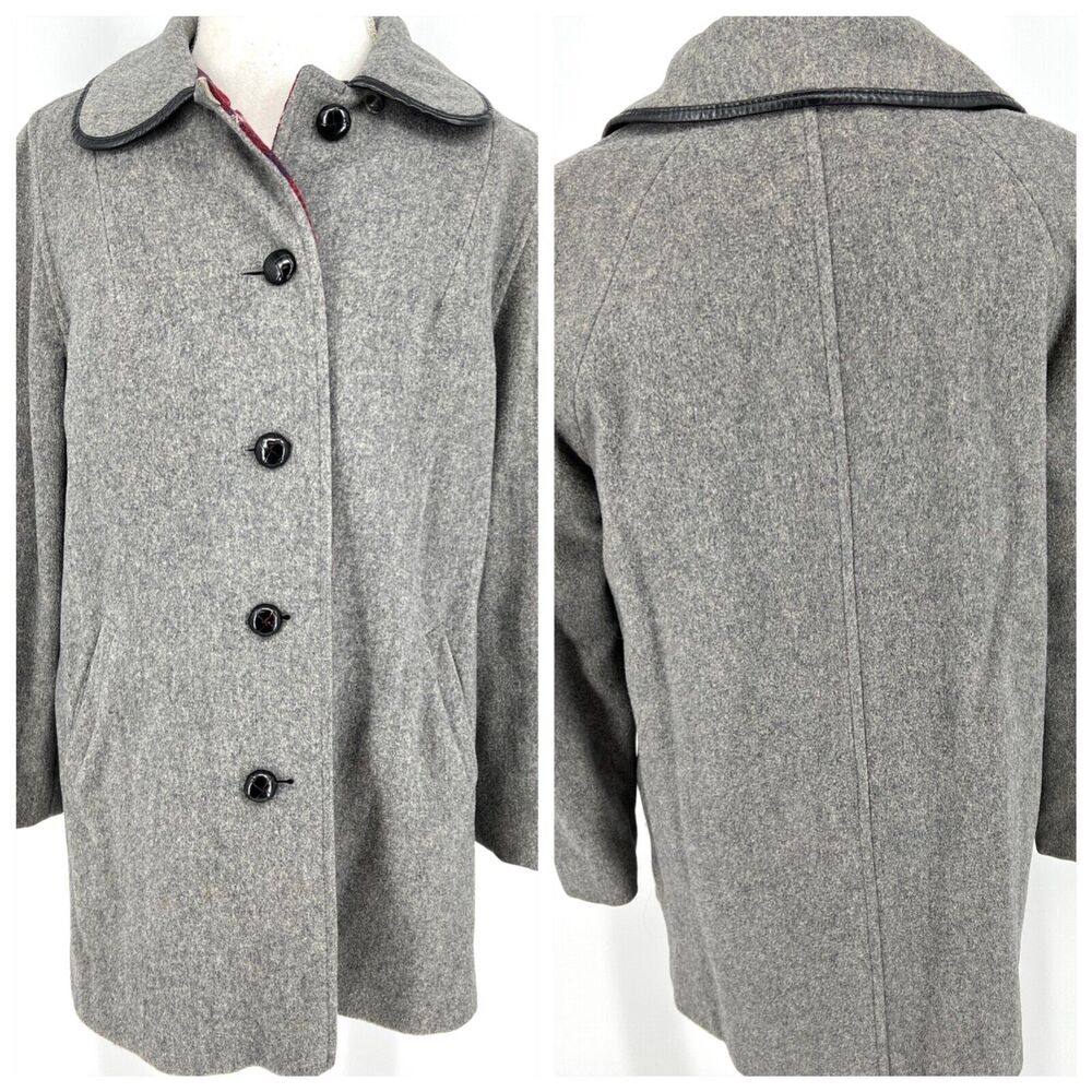 Vintage M. Liman Gray Wool Penguin Coat Plaid Wool Lining Vented Size 10